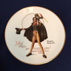 Vintage Norman Rockwell 1974 Collectable Plate “ God Bless Us Every One”